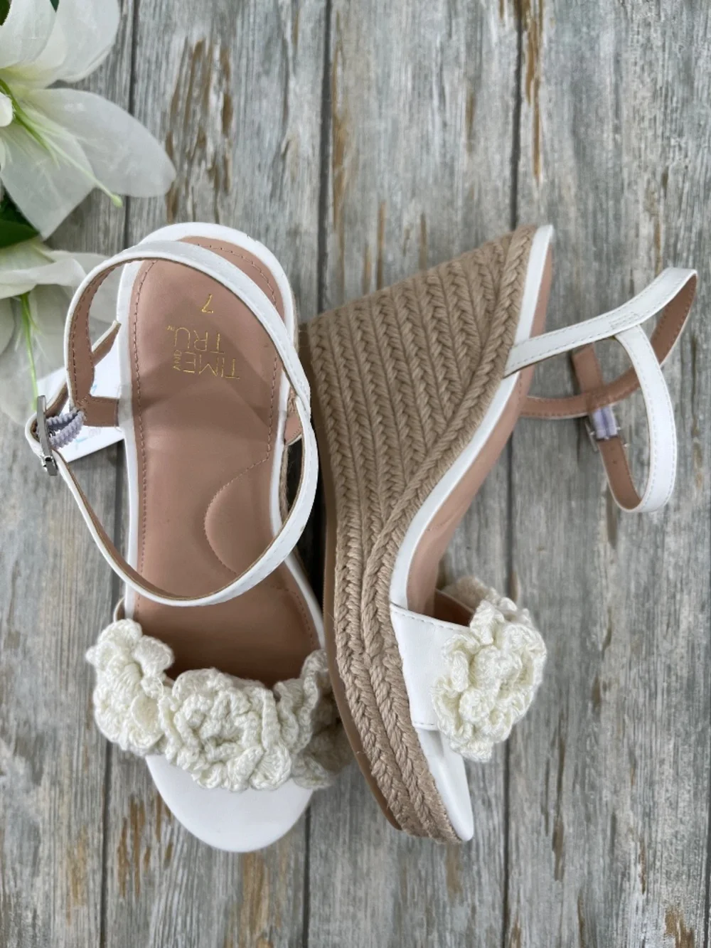 Macrame Flower Espadrille Wedge Sandals Shoes Size 7